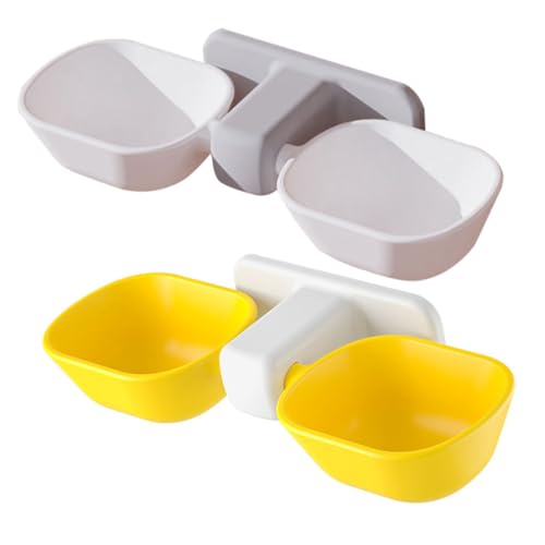 WOONEKY 2 Stück Wandmontierter Futter und Wassernapf für Katzen Ergonomischer Schling Napf Praktischer Futterspender für Haustiere Einfach zu Reinigen Verwenden Gelb und Weiß WOONEKY 2 Stück Wandmontierter Futter und Wassernapf für Katzen Ergonomischer Schling Napf Praktischer Futterspender für Haustiere Einfach zu Reinigen Verwenden Gelb und Weiß von WOONEKY