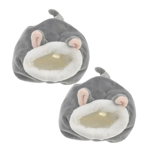 WOONEKY 2 Stücke Kleines Haustierversteck Cartoon Hausbett mit Robuster Plüschpolsterung und Belüftungslöchern Warmes Versteck und Schlafplatz für Hamster Igel Kleine Nagetiere von WOONEKY