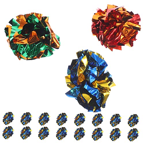 WOONEKY 20 Stück Teiliges Katzenspielzeug Crinkle Bälle aus Leichtem Reißfestem Material Interaktive Spielbälle zur Beschäftigung und Bewegung von Katzen und Anderen Zufällige Farbe von WOONEKY