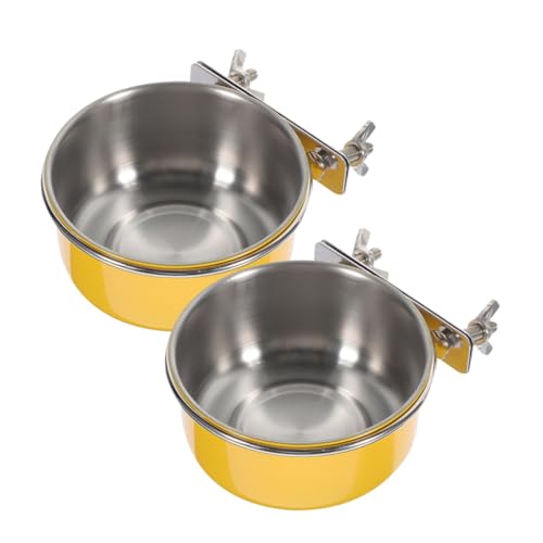 WOONEKY 2St Futterschale für Vögel Futterspender für Papageien Wasserspender für Vogelkäfige edelstahlschüsseln Stainless Steel Bowl Vögelchen Birdie Futterautomaten für Vogelkäfige Glas von WOONEKY