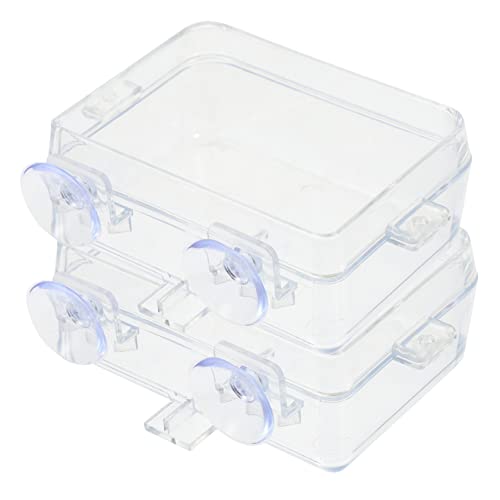 WOONEKY Fütterungsbox für Reptilien und Geckos 2er-Pack Futterbox für Reptilien mit Saugnäpfen Futterspender für Eidechsen mit Saugnapf Reptilienschüssel-Set zur Verhinderung des Entkommens von WOONEKY