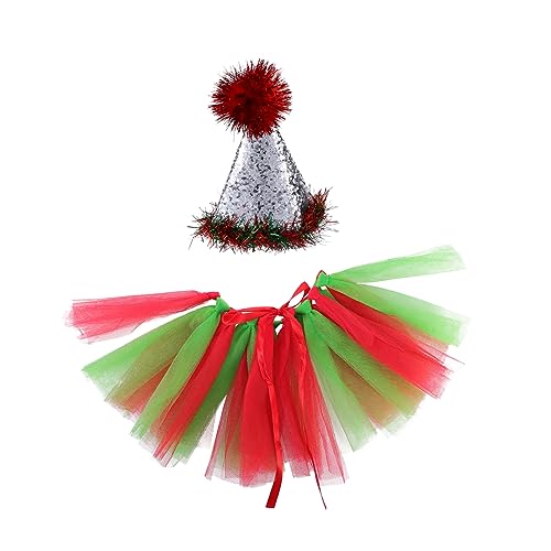 WOONEKY 2-teiliges Hundekleid-Set Mit Weihnachtsmütze Und Kleid Bequem Und Weich Aus Material Für Hunde von WOONEKY