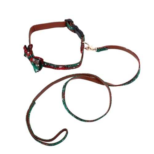 WOONEKY Hundehalsband-Leine-Set weihnachtliche Haustier-Halskette für Hunde Schneeflocken-Design bequem für den Haustiersport von WOONEKY