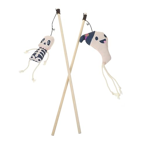 WOONEKY Interaktives Katzenspielzeug Katzenstab Spielzeug für Indoor-Katzen Langlebiger Katzen-Teaser-Stick Halloween von WOONEKY