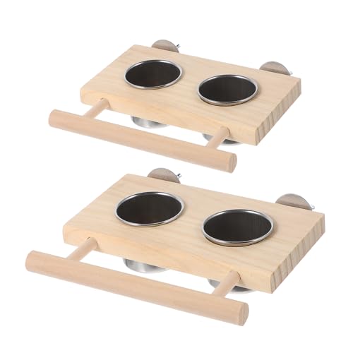 WOONEKY Futter- Und Wassernäpfe Aus Edelstahl Für Papageien Mit Holzständer Fütterung Kleiner Vögel WOONEKY Futter- Und Wassernäpfe Aus Edelstahl Für Papageien Mit Holzständer Fütterung Kleiner Vögel von WOONEKY