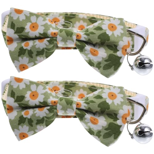 WOONEKY Entzückendes Haustierhalsband Mit Glocke 2 Stück Katzenhalsbänder Verstellbar Atmungsaktiv Polyester-Baumwoll-Nylon Für Katzen Und Welpen von WOONEKY