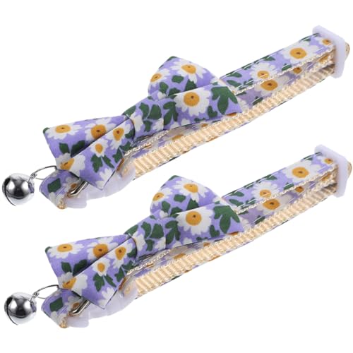 WOONEKY Süßes Katzenhalsband Mit Glocke Und Fliege Dekoratives Haustierhalsband Bequem Für Katzen 2-teiliges Set von WOONEKY