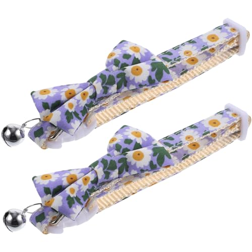 WOONEKY 2St Tier kostüm tierkostüm Blaue Blumen-Katzenhalsband Katzenhalsband mit Glöckchen Kätzchen-Kragen Katzenhalsband im Freien Krawatte Zubehör Ausweis schmücken Polyester-Nylon von WOONEKY