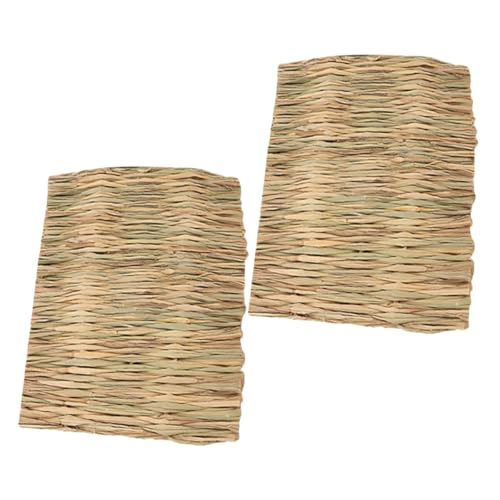 WOONEKY 2stücke Kaninchen-grasbett Gewebte Strohmatten Für Kleintiere Tierbettmatte Aus Naturgras Kaninchenkäfigmatte Geeignet Für Hamster Meerschweinchen Und Andere Kleintiere von WOONEKY