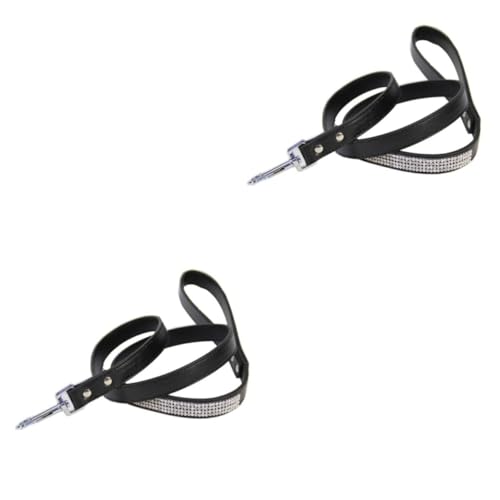 WOONEKY 2 Stück Modische Hundeleinen Aus Pu-Leder Mit Strass-Details Für Hunde Für Den Täglichen Gebrauch Und Outdoor-Abenteuer von WOONEKY