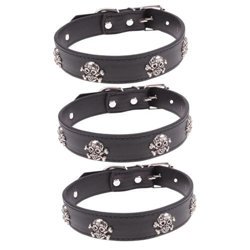WOONEKY 3 STK Halloween-hundeverzierungen Halsband Für Welpen Hundehalsband Welpen Hundehalsbänder Mit Totenköpfen Haustier-id- Personalisierte Kragen Black von WOONEKY