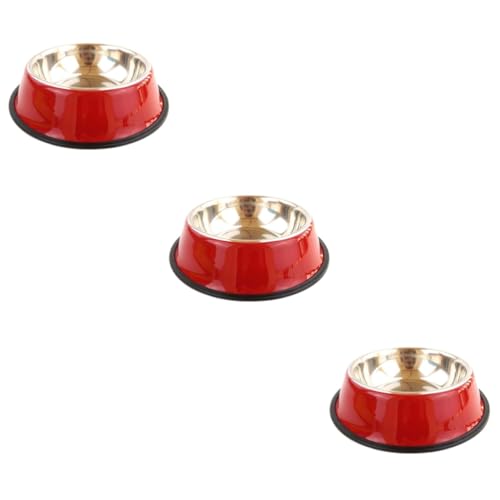 WOONEKY 3 Stücke Pet Feeder Katze Fütterung Schüssel Matte 18cm Edelstahl Hund Katze Schüssel Matte Tiernahrung Schüssel von WOONEKY