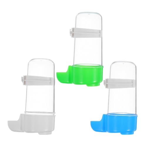 WOONEKY 3 Stück Futterspender für Transparente Kunststofftrinkflasche für Wellensittiche Papageien und Andere Vogelarten Einfache und Handliche Wasserversorgung von WOONEKY