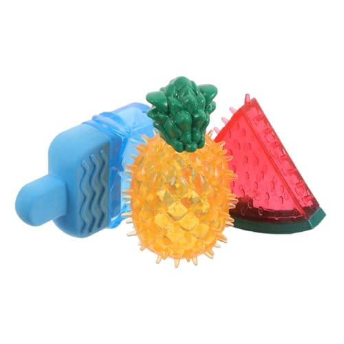 WOONEKY 3 Stück Gefrierbare Kauspielzeuge mit Quietscher Wassermelon und Ananasform für Welpen Sommertraining und Zahnpflege WOONEKY 3 Stück Gefrierbare Kauspielzeuge mit Quietscher Wassermelon und Ananasform für Welpen Sommertraining und Zahnpflege von WOONEKY