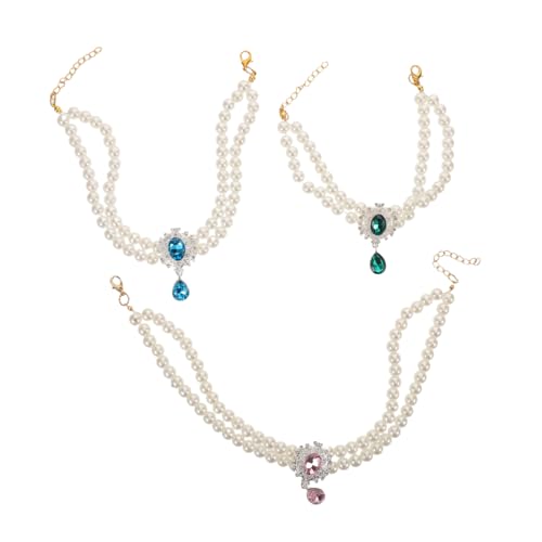 WOONEKY 3 Stück Teiliges Hundehalsband Schmuck mit Funkelnden Strasssteinen Doppellagiges Design Verstellbar für Kleine Hunde und Katzen Leichtes Komfortables Haustier-Collier für Partys von WOONEKY