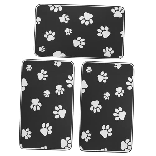 WOONEKY 3 Stück Teiliges Kieselgur Haustier Futtermatte rutschfest Thermoisolierend Schutzmatte für Hunde und Katzen Futter und Wassernapf Unterlage von WOONEKY