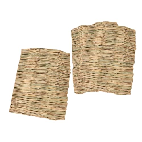 WOONEKY 3 Stück Teiliges Natürliche Grasmatte für Kleintiere Handgefertigt Weiche Einstreu und Kuschelbett Langlebig und Schadstofffrei Geeignet für Hamster Kaninchen Meerschweinchen und von WOONEKY