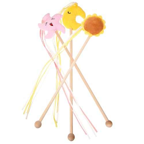 WOONEKY Katzenspielzeug-Paket 3-teilig Baby-katzenspielzeug Teaser-Sticks Für Interaktives Spielen Und Kauen Zufällige Farbe von WOONEKY