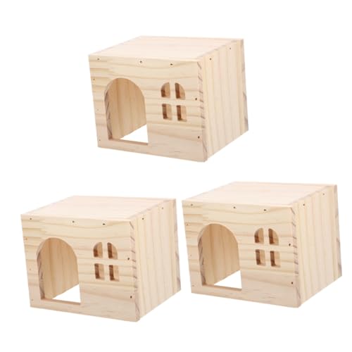 WOONEKY 3 Stücke Entzückende Pet Hideout Holz Hamster Hideaway Tunnel Für Komfortable Spielen von WOONEKY