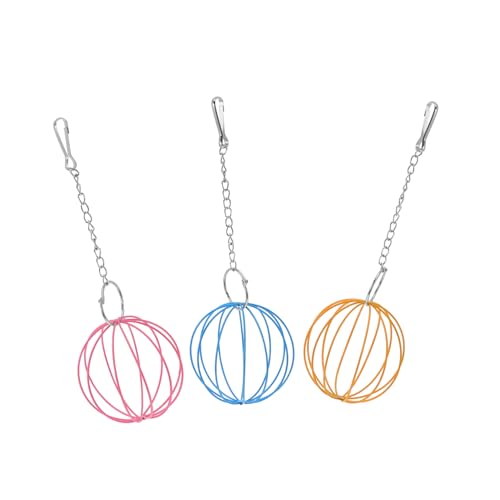 WOONEKY 3St Hasengras Ball Grasspender Futterspender für Grasbälle Hamster-Grasregal Häschen-Feeder behandeln Hamster Spielzeug hamsterspielzeug Grasball hängender grashalter Eisen von WOONEKY