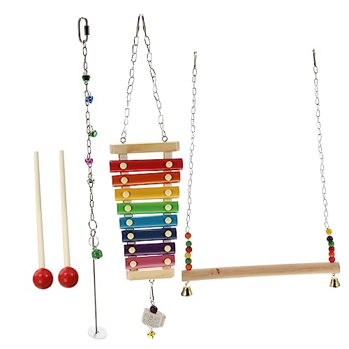 WOONEKY 3-teiliges Vogelspielzeug-Set Papageienschaukel Xylophon Obstspieß für Papageien Vögel Käfig WOONEKY 3-teiliges Vogelspielzeug-Set Papageienschaukel Xylophon Obstspieß für Papageien Vögel Käfig von WOONEKY