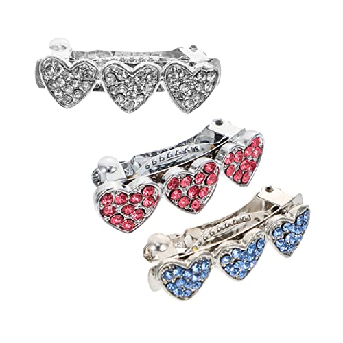 WOONEKY Herz Haustier Haarnadel Hund Haar Clips Strass 3pcs Hund Haarnadel Haustier Barrettes WOONEKY Herz Haustier Haarnadel Hund Haar Clips Strass 3pcs Hund Haarnadel Haustier Barrettes von WOONEKY