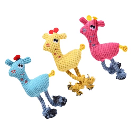 WOONEKY 3-teiliges Hunde-Quietschspielzeug-Set mit Cartoon-Hirsch Haustier-Backenzähne Kauspielzeug für Hunde Schleifen Plüsch-Sound-Spielzeug Bissfestigkeit Kauspielzeug Blau Rosig Orange Gelb WOONEKY 3-teiliges Hunde-Quietschspielzeug-Set mit Cartoon-Hirsch Haustier-Backenzähne Kauspielzeug für Hunde Schleifen Plüsch-Sound-Spielzeug Bissfestigkeit Kauspielzeug Blau Rosig Orange Gelb von WOONEKY