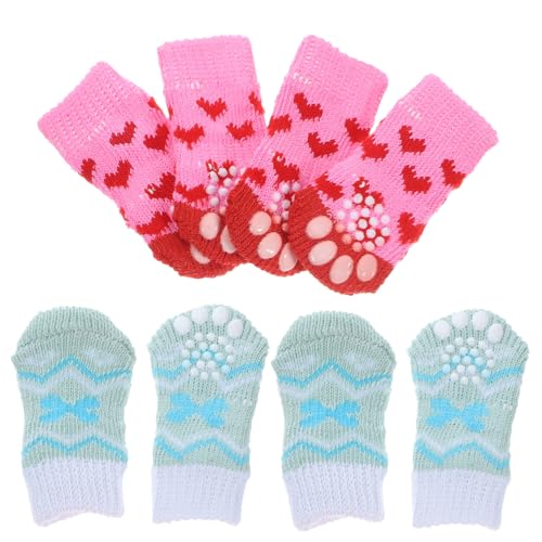 WOONEKY 4 Paare Atmungsaktive Baumwoll Hundesocken mit Rutschfestem Design Pflegend und Warmhaltend als Pfotenschutz für Kleine bis Mittlere Hunde Schützt vor Kälte und Schmutz WOONEKY 4 Paare Atmungsaktive Baumwoll Hundesocken mit Rutschfestem Design Pflegend und Warmhaltend als Pfotenschutz für Kleine bis Mittlere Hunde Schützt vor Kälte und Schmutz von WOONEKY