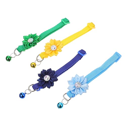 WOONEKY Haustierhalsband Mit Verstellbarer Größe Katzenhalsband Mit Glöckchen Partygeschenk 4er Set von WOONEKY