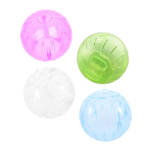 WOONEKY 4 Stück Hamster Laufkugel Mini Übungsball mit Geräuschlosem Achsantrieb für Kleine Haustiere Innen Außen Interaktives Fördert Aktivität und Wohlbefinden von WOONEKY