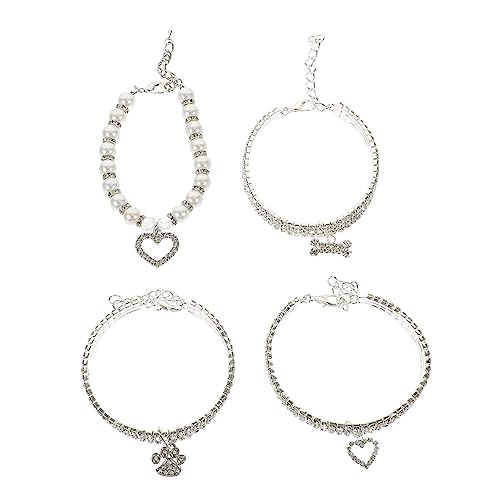 WOONEKY Katzenhalsband Kätzchen-Halskette 4-teiliges Set Glänzende Strasssteine Herz Hunde- Und Haustierdekoration Für Partys WOONEKY Katzenhalsband Kätzchen-Halskette 4-teiliges Set Glänzende Strasssteine Herz Hunde- Und Haustierdekoration Für Partys von WOONEKY