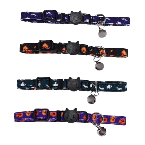 WOONEKY 4 Stück Haustierhalsband Katzenhalsglocke Welpen-Geist-Kostüm Halloween Theme Halloween atmosphäre Kleidung Haustier Katzenhalsband unverzichtbares Halsband für Haustiere Kätzchen von WOONEKY