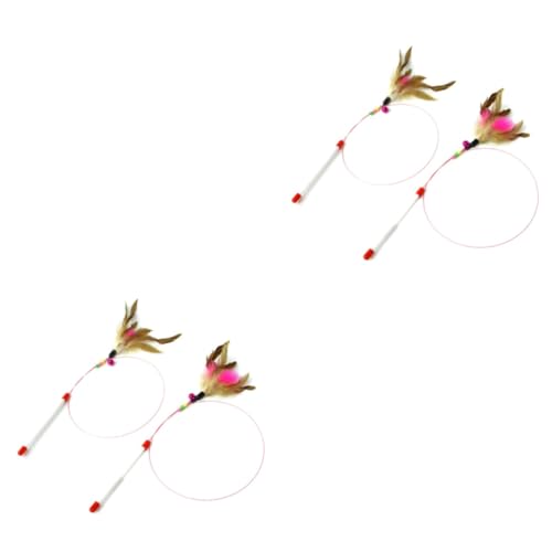 WOONEKY 4stücke Interaktive Katzenangel Mit Glöckchen Spaßiger Spielspaß Für Katzen Katzenangel-Teaser Aus Mit Feder Und Sicherem Material Für Gesundes Spielen von WOONEKY