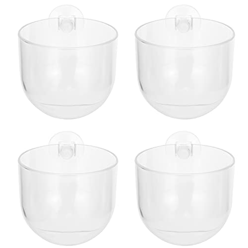 WOONEKY 4 Stück Acryl-Pflanzbecher für Wasserpflanzen Aquarium-Pflanzbecher mit Saugnapf für Aquarium- Süßwasser-Pflanzenhalter für Aquarium Dunkelgrüne Serie Pflanzen von WOONEKY