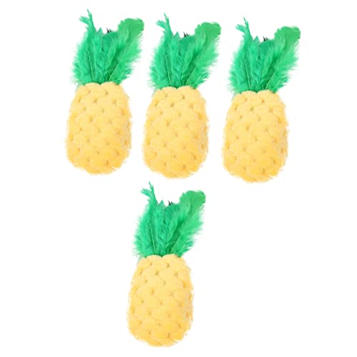 WOONEKY 4 Stück Teiliges Katzenminze Spielzeugset Bissfestes Plüschspielzeug Ananas Design für Katzenspielzeug und Zahnpflege für Katzen und Kätzchen von WOONEKY