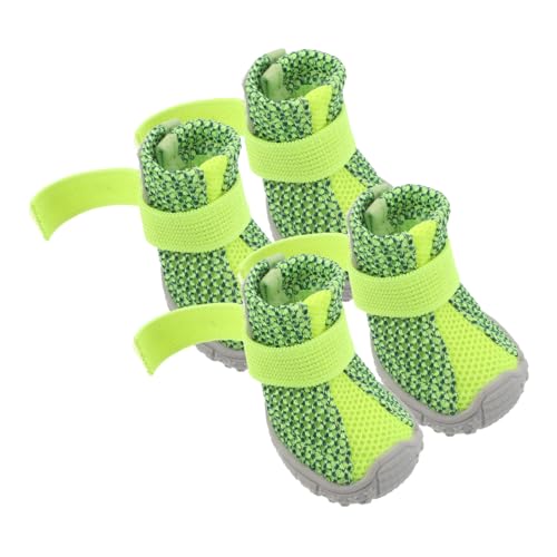 WOONEKY 4 Stück Teiliges Kleine Hundeschuhe rutschfest Atmungsaktiv Leichte Haustier Booties Sportliches Design für Jahreszeiten Sichere Passform für und Outdoor Aktivitäten von WOONEKY