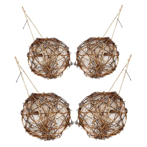 WOONEKY 4 Stück Teiliges Nistmaterial für Wildvögel Kugelförmige Nistkugeln Natürliche Vogel-nestmaterialien für Papageien für Garten Balkon Innen Außenbereich von WOONEKY