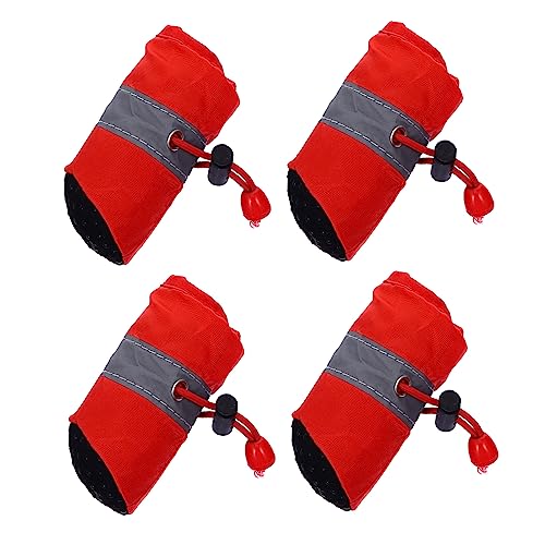 WOONEKY Weihnachts-Hundeschuhe 4er-Pack weiche Sohle Rutschfester Hundepfotenschutz Rot für Outdoor-Aktivitäten WOONEKY Weihnachts-Hundeschuhe 4er-Pack weiche Sohle Rutschfester Hundepfotenschutz Rot für Outdoor-Aktivitäten von WOONEKY