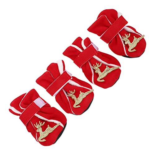 WOONEKY 4 Stücke Weihnachten Haustier Hund Stiefel Schutz Anti-Skid Haustier Winter Warme Schuhe WOONEKY 4 Stücke Weihnachten Haustier Hund Stiefel Schutz Anti-Skid Haustier Winter Warme Schuhe von WOONEKY