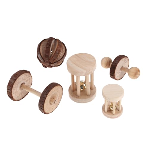 WOONEKY 5stücke Holz Kauspielzeug Für Hamster Hanteln Aus Kiefernholz Übungsglocken Roller Zahnpflegespielzeug Backenzahnspielzeug Für Kleine Haustiere Kaninchen Ratten Meerschweinchen Und WOONEKY 5stücke Holz Kauspielzeug Für Hamster Hanteln Aus Kiefernholz Übungsglocken Roller Zahnpflegespielzeug Backenzahnspielzeug Für Kleine Haustiere Kaninchen Ratten Meerschweinchen Und von WOONEKY