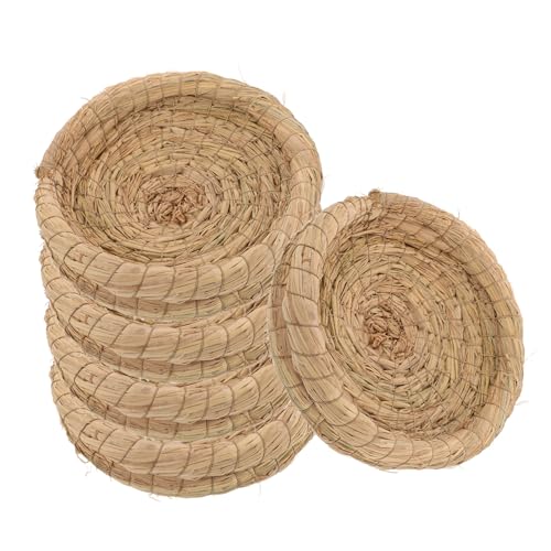 WOONEKY 5 Stück Teiliges aus Handgewebten Strohnestern für Kleintiere Bequeme Ruheplätze für Kaninchen Vögel und Tauben für Garten und Wohnräume von WOONEKY