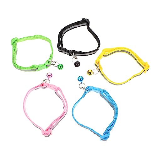 WOONEKY 5 Stück Verstellbares Reflektierendes Katzenhalsband mit Glöckchen Teiliges Haustiere Langlebig Bequem für Täglichen Gebrauch Sowie Besondere Anlässe von WOONEKY