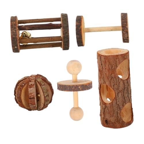 WOONEKY 5-teiliges Holzspielzeugset Für Hamster Und Meerschweinchen – Backenzahnspielzeug Für Kleintiere – Übungs- Und Spielset Zur Unterhaltung Von Haustieren von WOONEKY