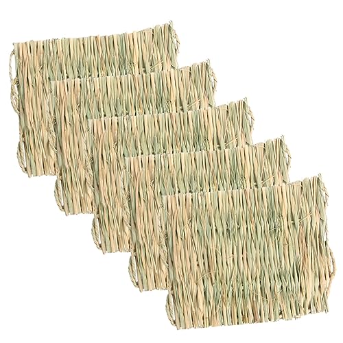 WOONEKY 5st Kaninchengrasmatte Kleines Hamsternest Hasenfüße Pad Kauspielzeug Für Hamster Ratten-sommerunterlage Gewebte Matte Aus Naturrasen Hasenmatte Hamster-seegrasmatte Stroh von WOONEKY