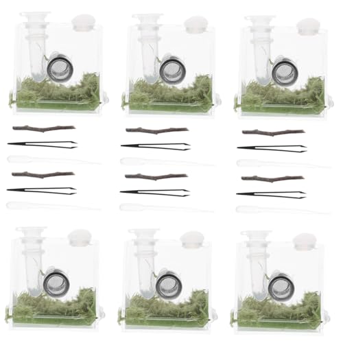 WOONEKY 6 Sets Springspinnengehege Schneckenterrarium Acryl-futterbox Insektenkäfig Zuchtbehälter Reptilien-fluchtgehäuse Haustier-displaybox von WOONEKY