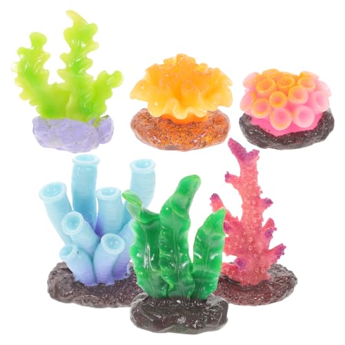 WOONEKY 6 Stück Künstliche Korallen Aquarium Dekoration Farbenfrohe Simulation Unterwasserpflanzen DIY Zubehör Natürliche Optik Langlebig für Süßwasser Fischbecken von WOONEKY