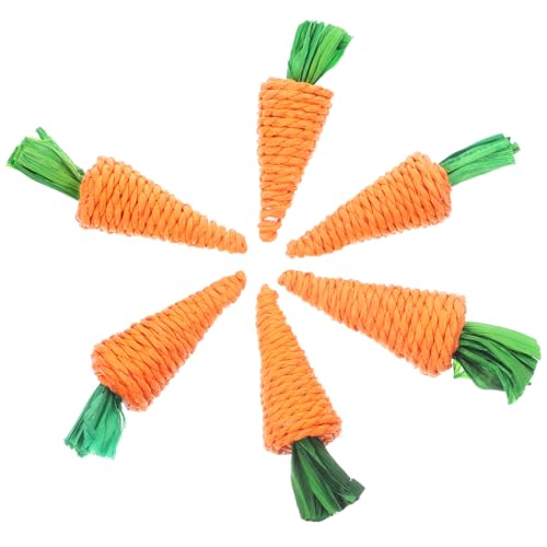 WOONEKY Haustierspielzeug Karotte Gewebt Für 6er-Pack Stroh Karottenspielzeug Kauspielzeug Kaninchen Kleintier-leckerlis WOONEKY Haustierspielzeug Karotte Gewebt Für 6er-Pack Stroh Karottenspielzeug Kauspielzeug Kaninchen Kleintier-leckerlis von WOONEKY