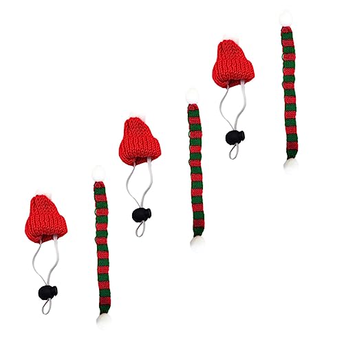WOONEKY Weihnachtsschmuck 6St Mini-Weihnachtsmütze roter Schal Haustier-Hut-Ornament weihnachtskostüm Hunde hundeschal Weihnachten Hüte Weihnachtsdekorationen Haustier-Cosplay-Hut Garn von WOONEKY