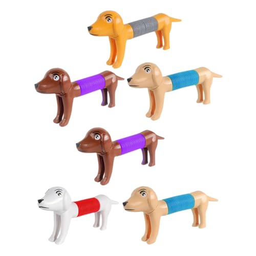 WOONEKY 6st Stressabbauendes Hundespielzeug Pop-röhren Tierzappelspielzeug Zappelspielzeug Mit Saugnapf Pop-sensorik-fidgets Mini-hundefigur Sensorisches Kordelzug Plastik Puzzle von WOONEKY