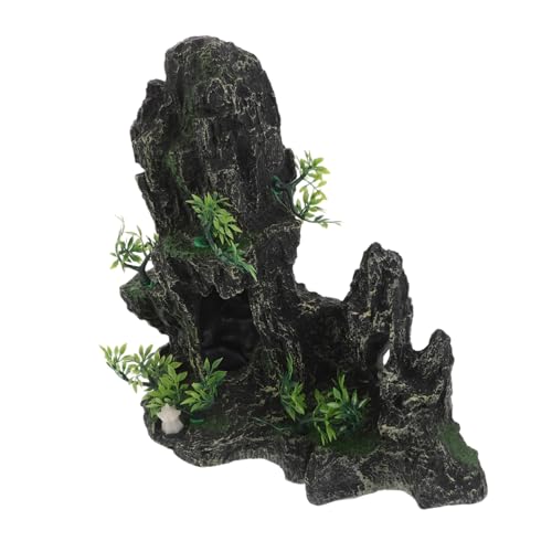 WOONEKY Aquarium Dekor Resin Felsen mit Garnelen Versteck Höhle Simulierte Berglandschaft Fisch Tank Deko Langlebig Sicher Vielseitig für Große und Kleine Aquarien Natürliches Design von WOONEKY